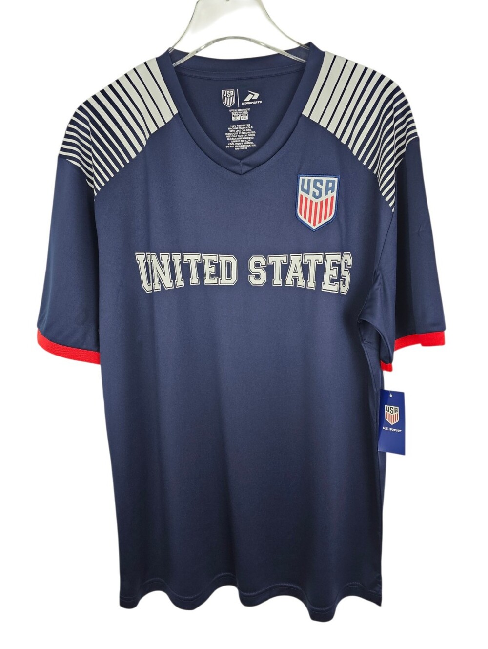 Icon Sports Men's USA Soccer Team Performance Dri-Fit Shirt Jersey Navy Blue